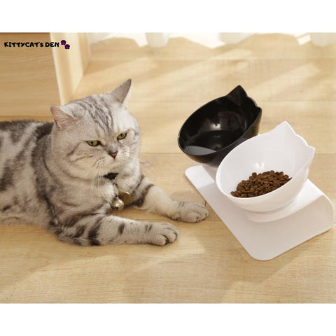 Non-slip Tilted Cat Single and Double Food/Water Bowls With