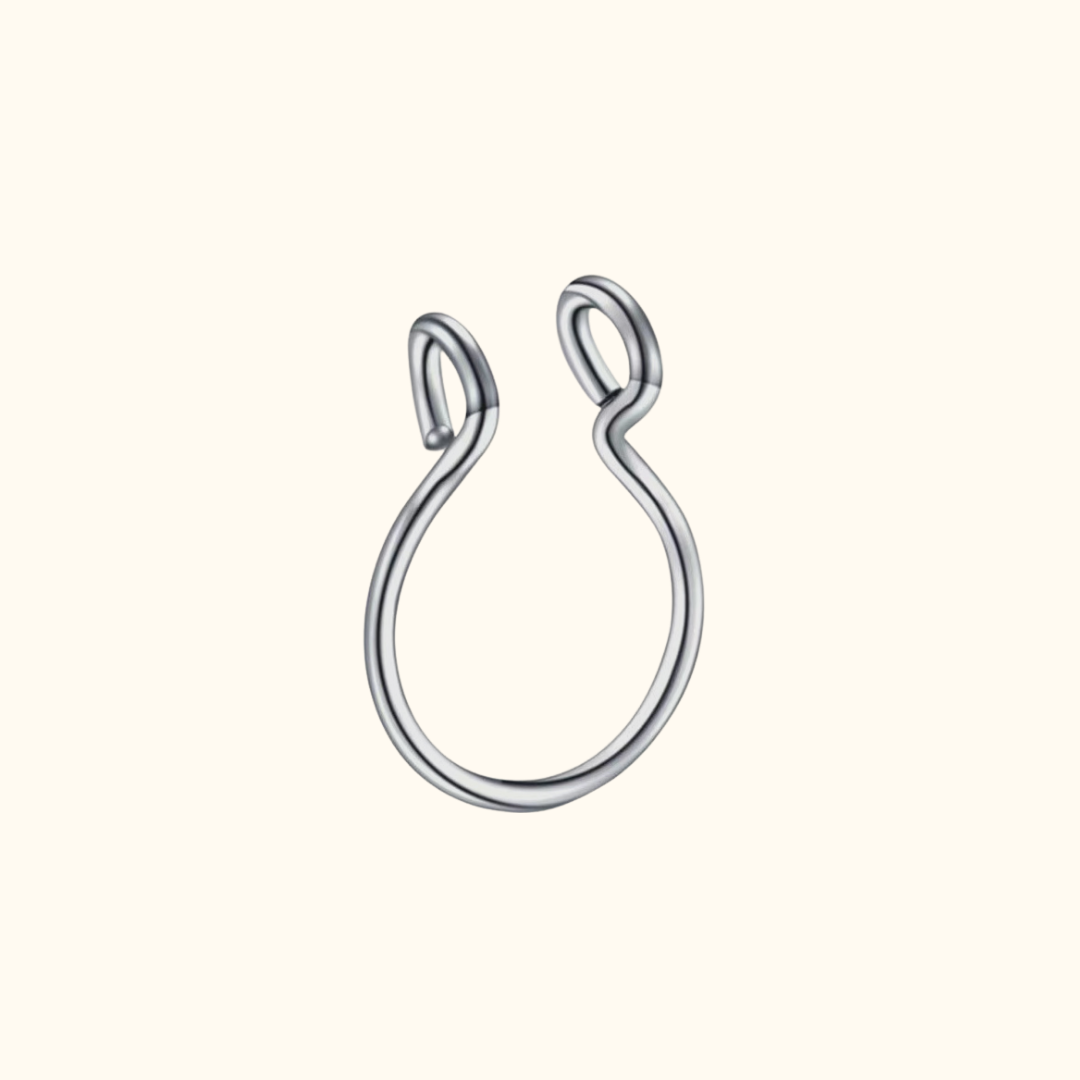 Amazon.com: Fake Clip-on Nose Ring for Non-pierced Nose | Comfy,  Lightweight Faux Nose Piercing in Solid Sterling Silver, 7 mm. : Handmade  Products