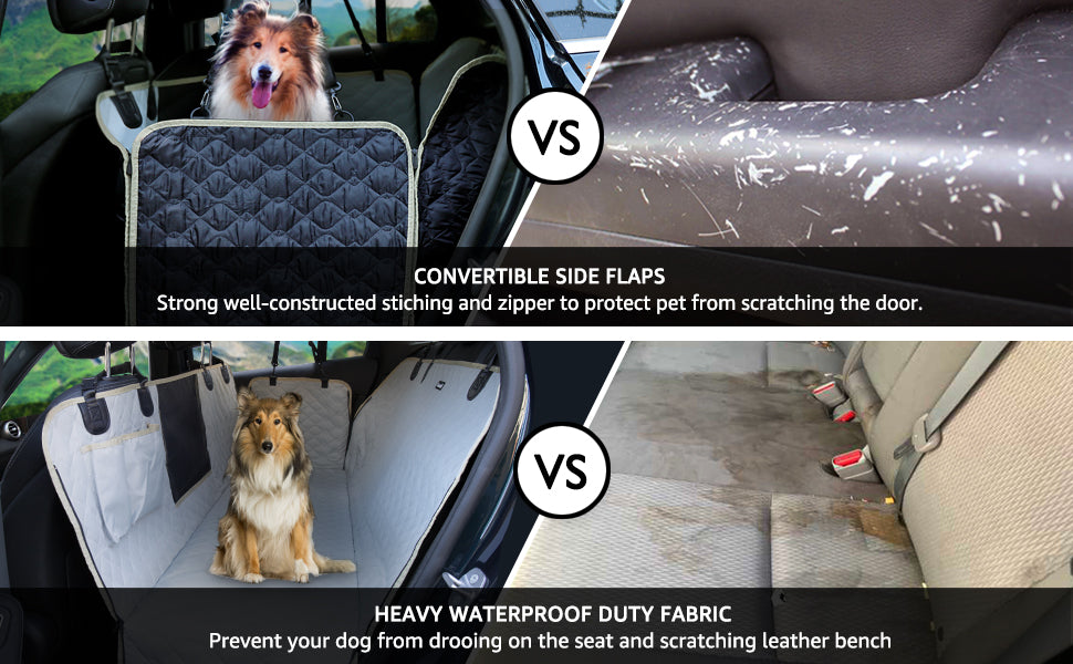 Dog Car Seat Cover for Back Seat, Durable Anti-Scratch Nonslip Waterproof Dog  Car Hammock with Mesh Window for Cars, SUVs & Trucks 