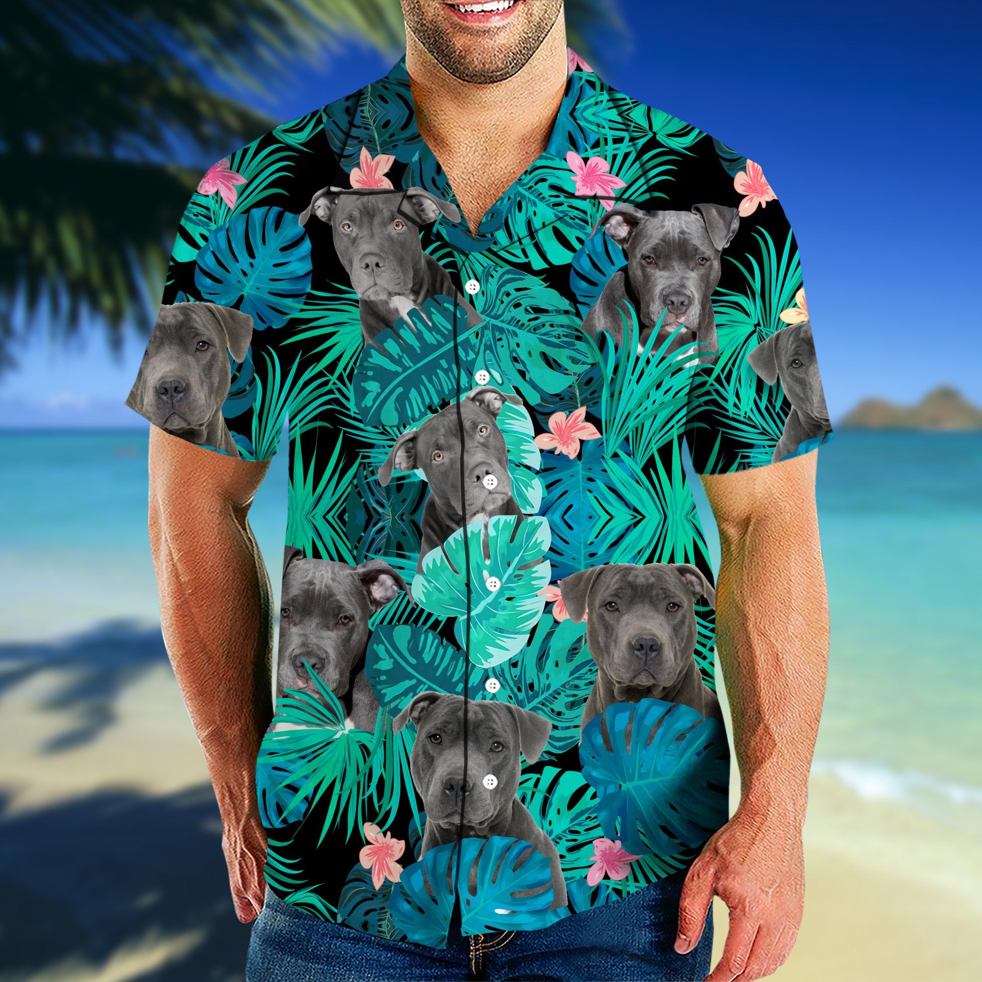 Download Pitbull Hibiscus Tropical 3d All Over Printed Hawaiian Shirt Apayprints