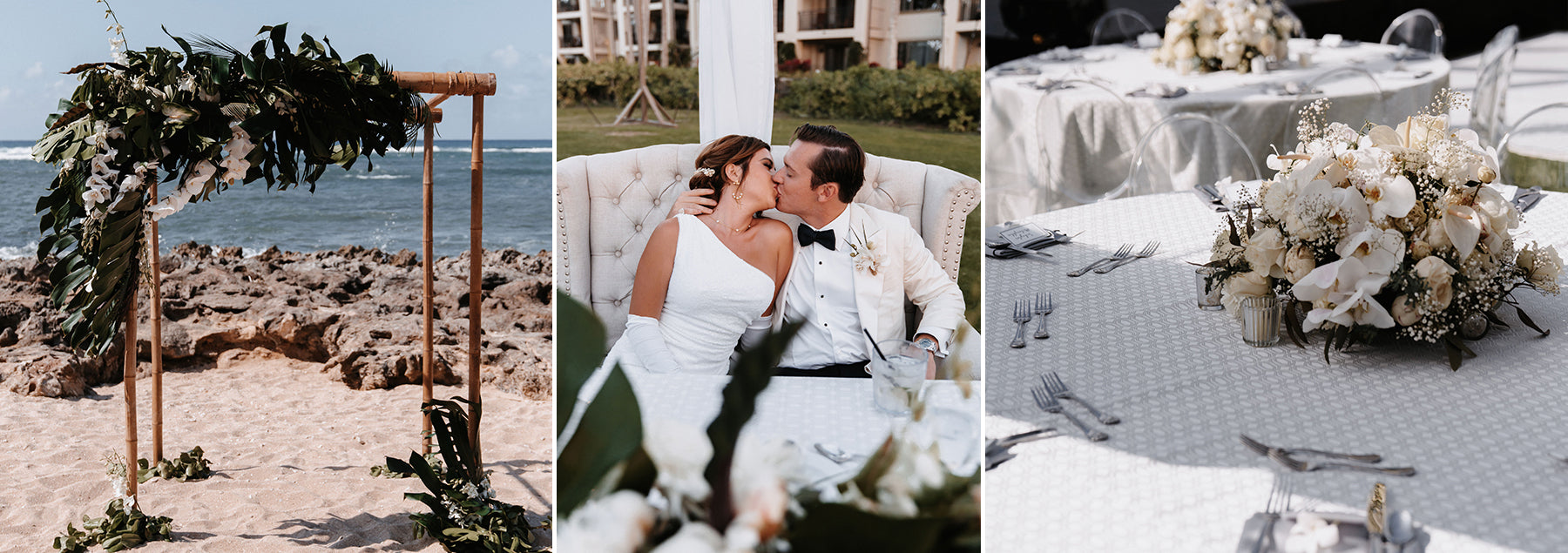 Montage of a wedding at Turtle Bay, Hawaii