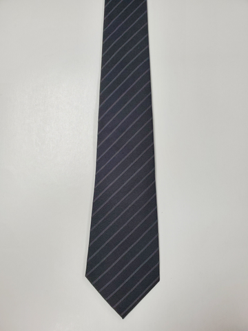 Wide Striped Silk Tie in Navy and White