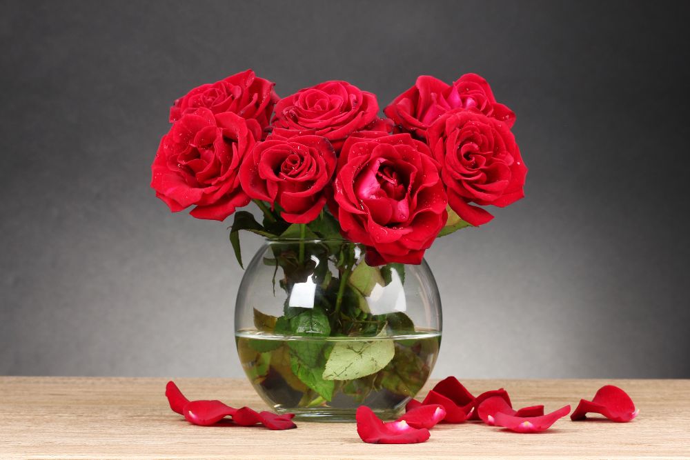 Love and Harmony Roses Glass Arrangement Anniversary Gift