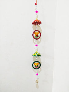 Beautifully Handcrafted Wooden Wall Hanger (Latkan) Ganesh Ji Design- Double Chatri