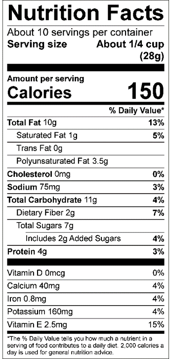 Energy Boost 10oz Nutrition Facts Panel