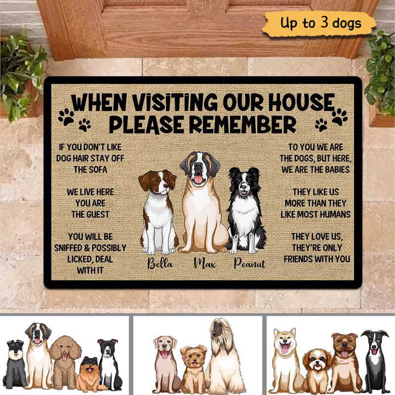 Dogs' Rules When Visiting Our House - Personalized Decorative Mat