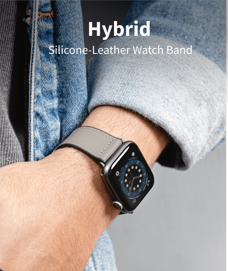 Hybrid Silicone-Leather Watch Band