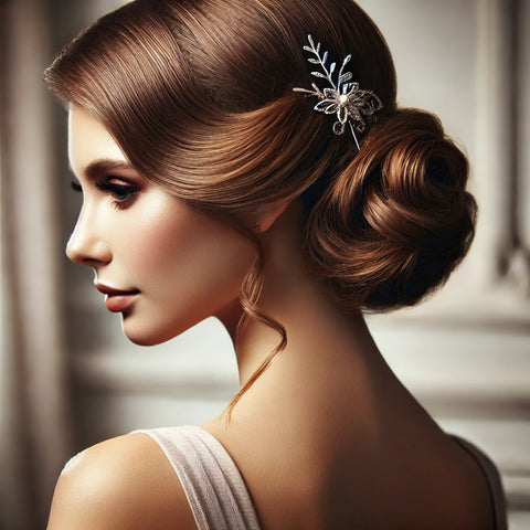 Exemple de coiffure avec un postiche pour une occasion spéciale.