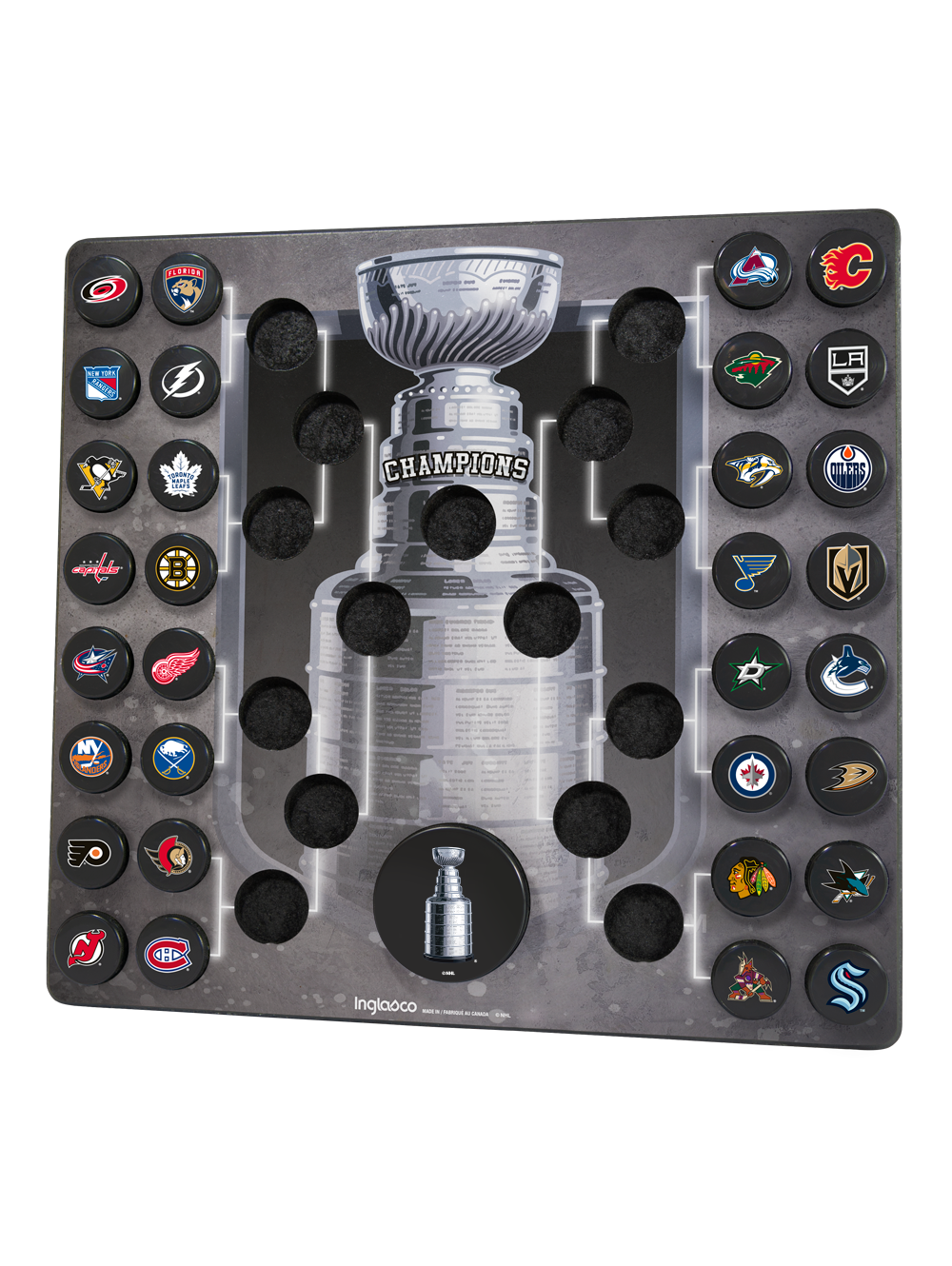 NHL Official Stanley Cup Bracket Mini Puck Wall Plaque. - Inglasco product image