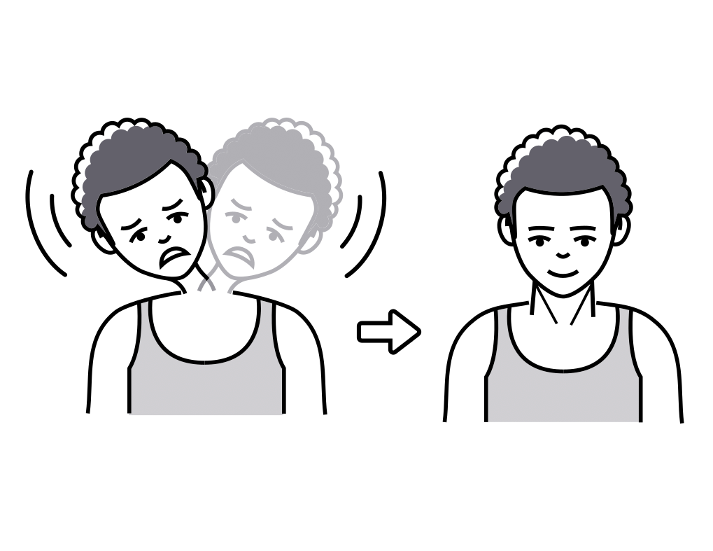 Illustration of a person transforming from a sad to a happy facial expression.