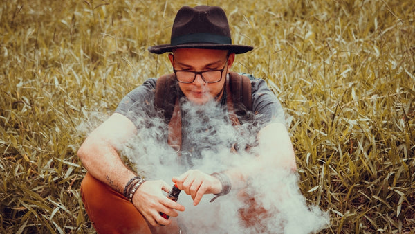 map vaping in a field of hay