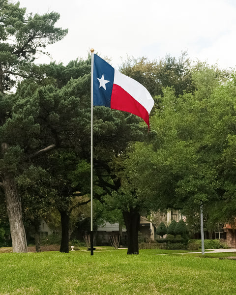 stab it flagpole in ground with texas flag