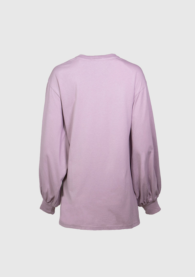Slouchy Tee with Long Balloon Sleeves in Light Purple