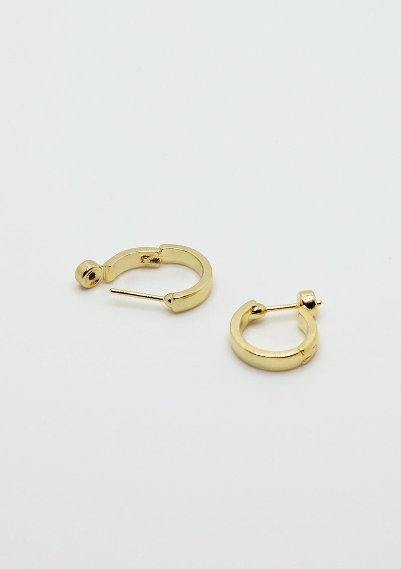Flat Hinged D-Hoop Earrings in Gold