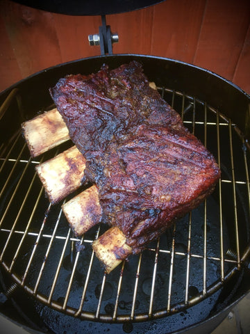Beef short ribs cooked on the BeardSmoke Mini-Un portable smoker