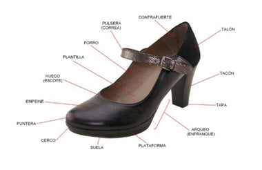 esquema de partes exteriores del zapato