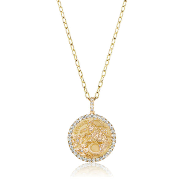 Medium All Diamond Zodiac Medallion – Briony Raymond New York