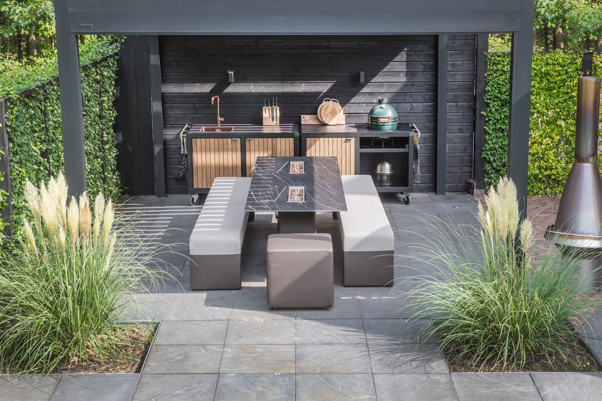 Luxury outdoor kitchen under canopy