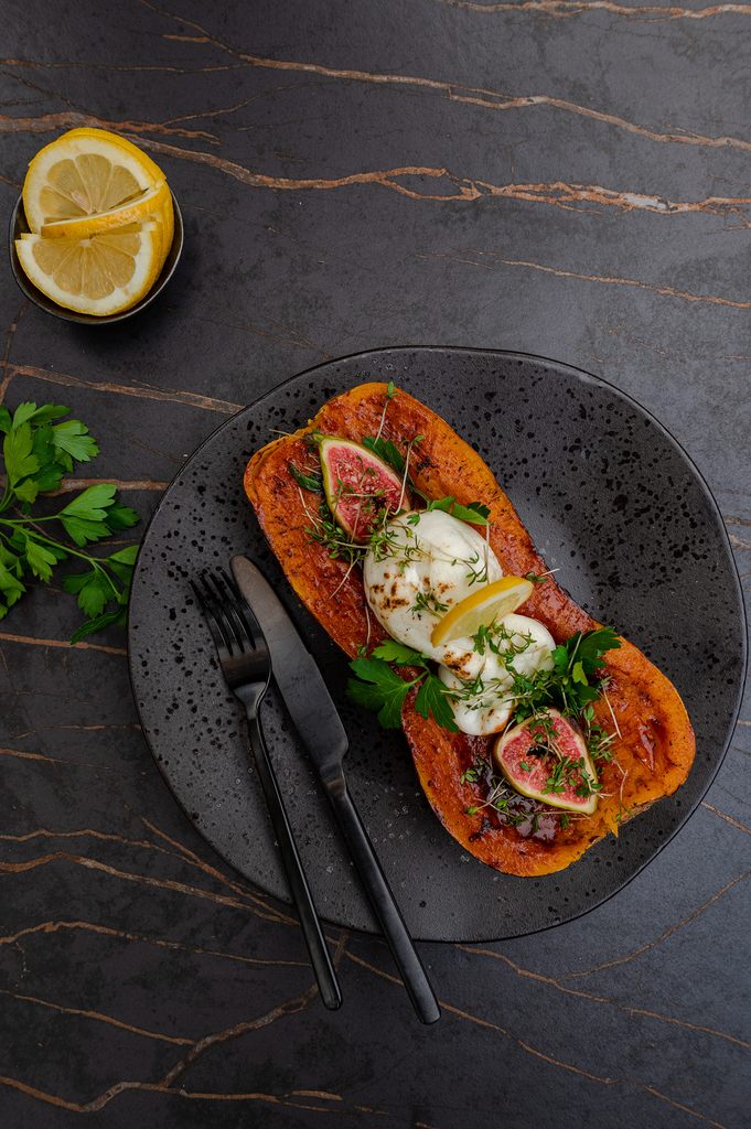 Stuffed butternut squash from the barbecue