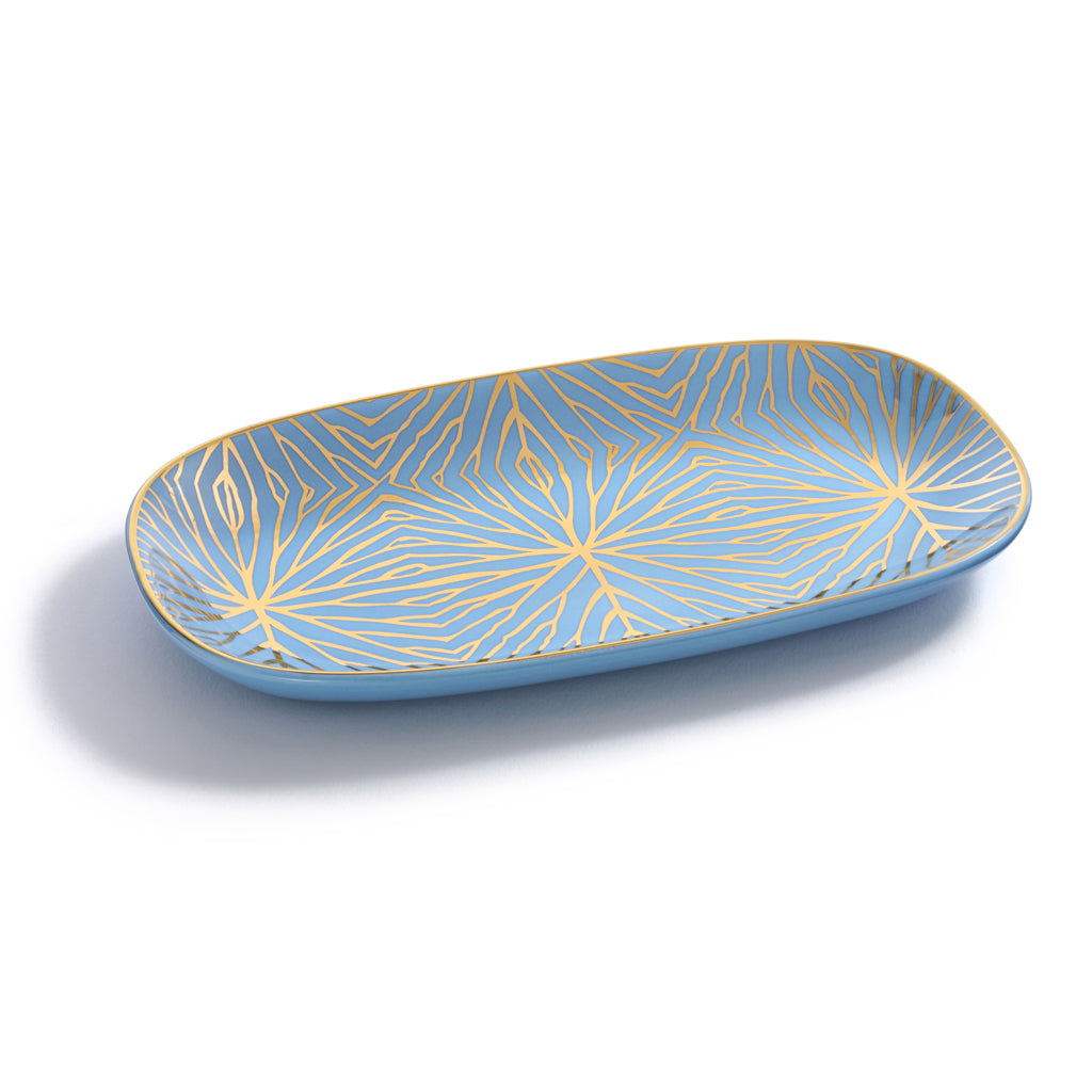 Talianna Lily Pad Catchall Tray, Sky Blue & Gold - Talianna product image