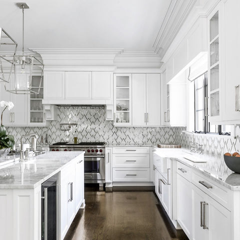 mirrored tile backsplash