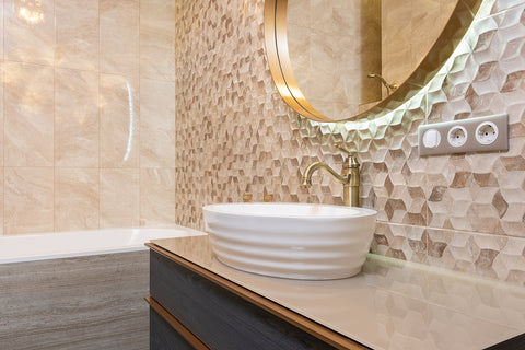 textured tile in the bathroom