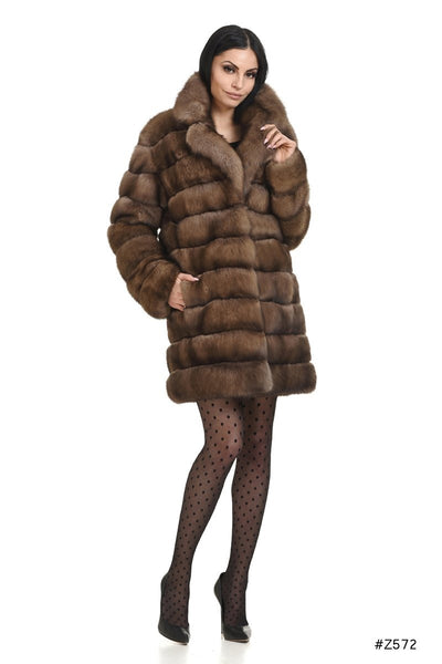 Long sable fur jacket with chanel collar