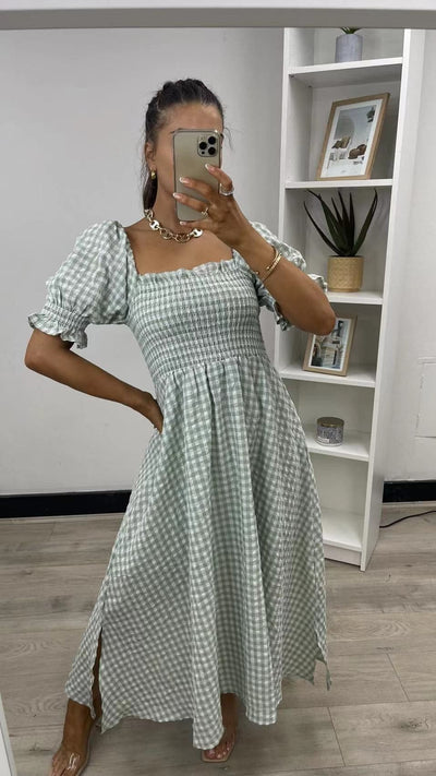 Load image into Gallery viewer, Mollie Midi Dress - Sage Check

