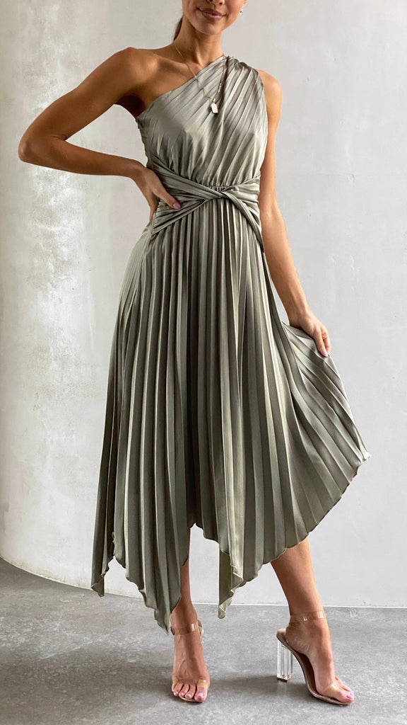 Cali One Shoulder Midi Dress - Olive - Buy Women's Dresses - Billy J