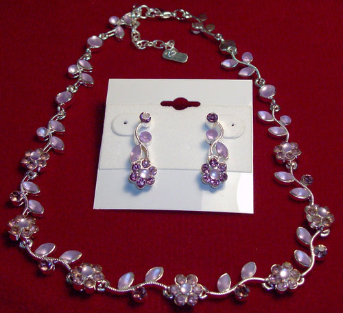 Rose Flower Water-drop Crystal Necklace Earring Set – Come4Buy eShop