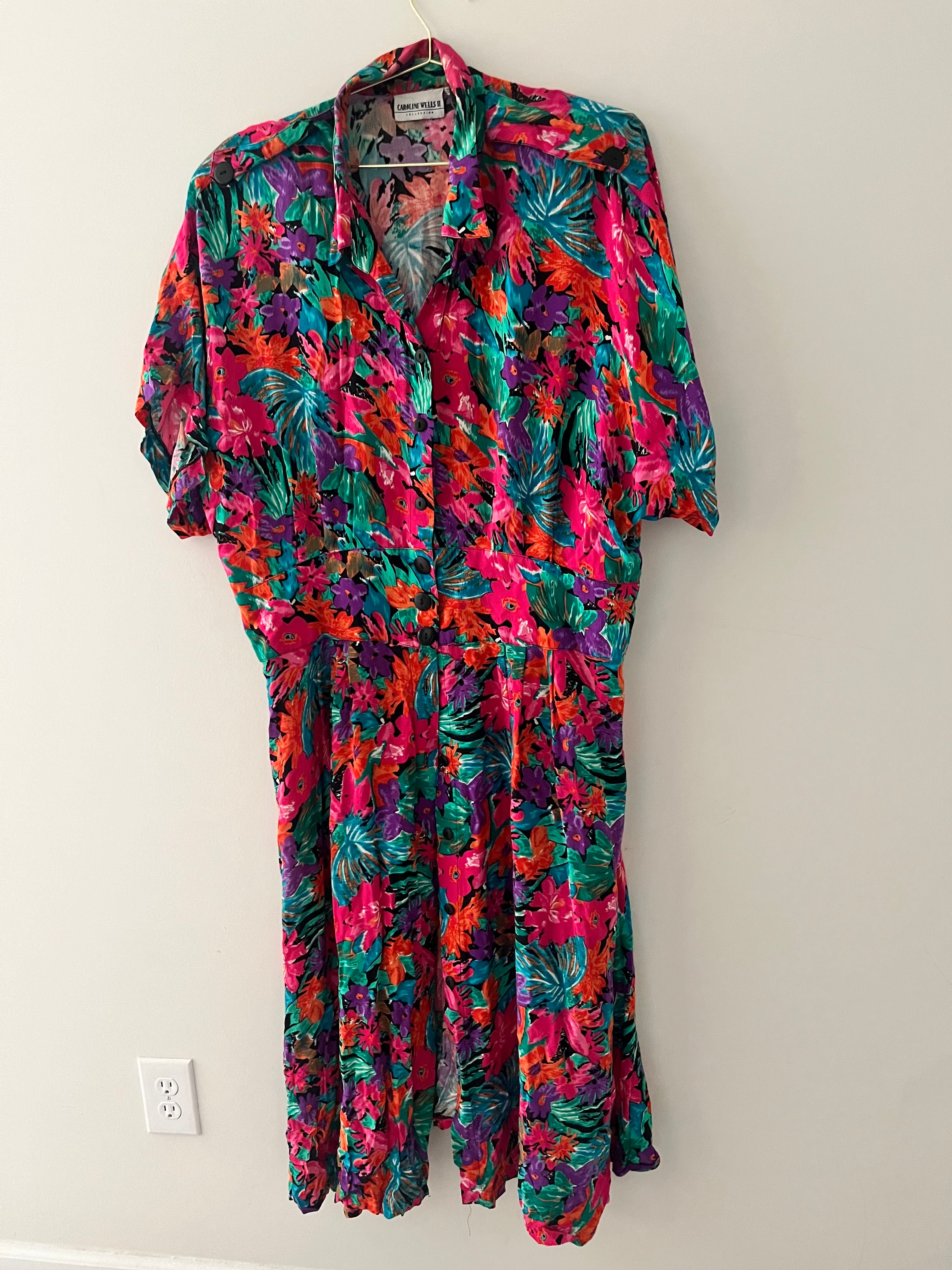 Floral printed button down dress