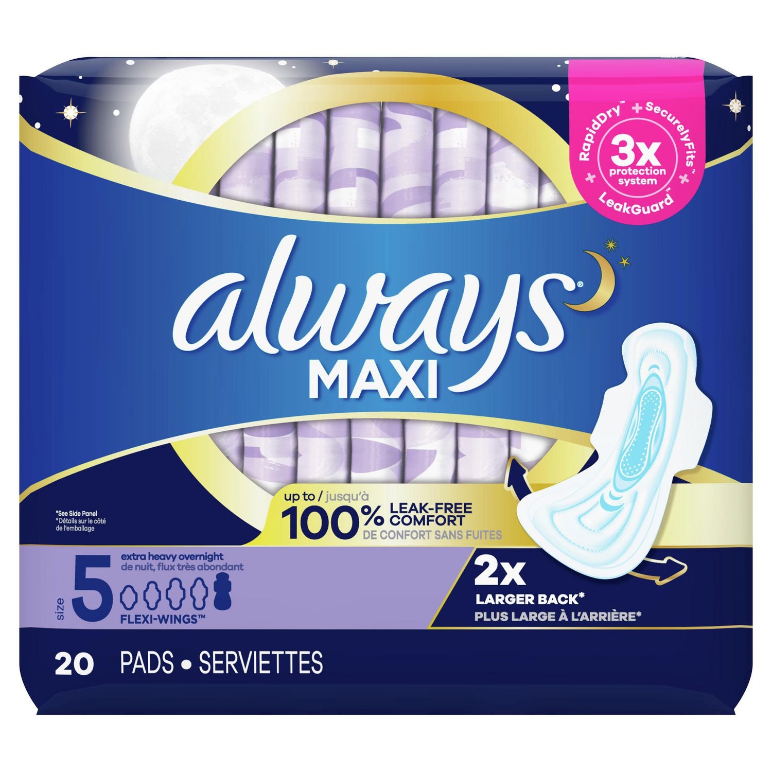 Always Ultra Thin Size 5 Extra Heavy Overnight Pads With Flexi