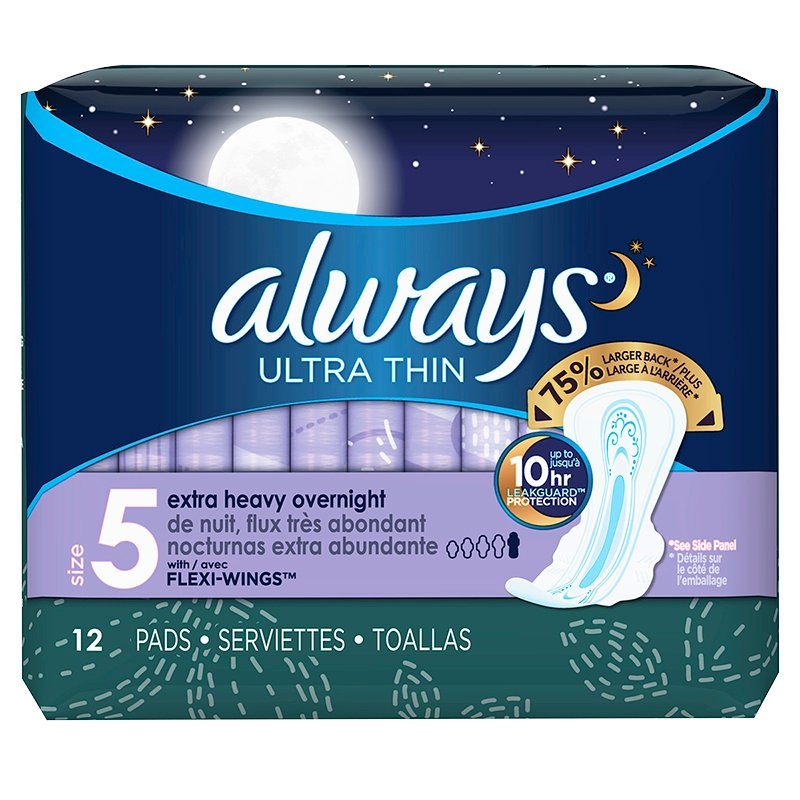 ALWAYS Maxi Size 5 Extra Heavy Overnight Pads With Wings Unscented - Wankae  Online Shopping