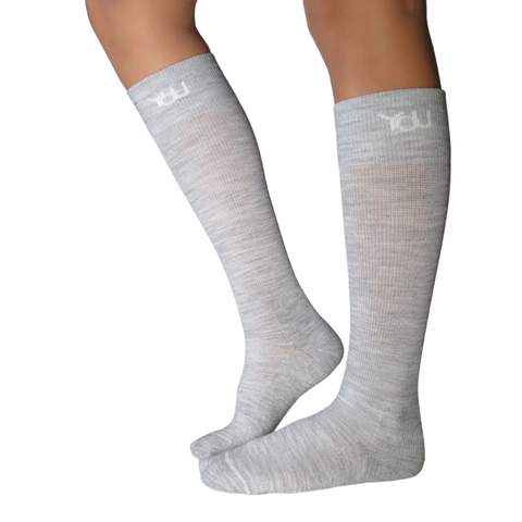 grey merino wool knee high socks