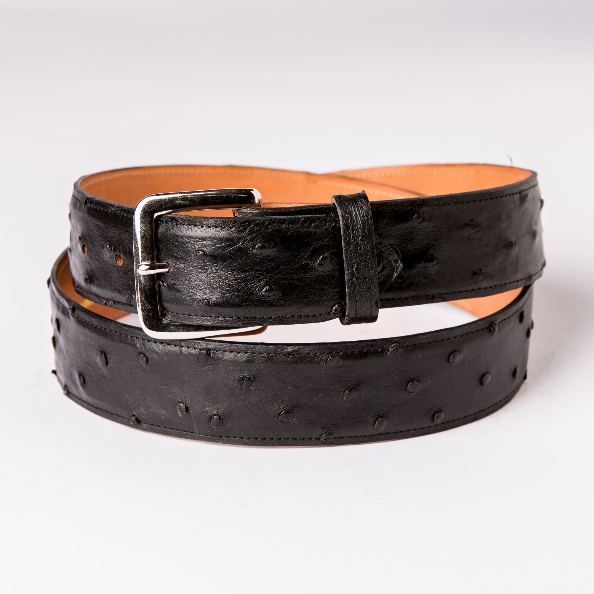 Black Ostrich Leather Belt 1