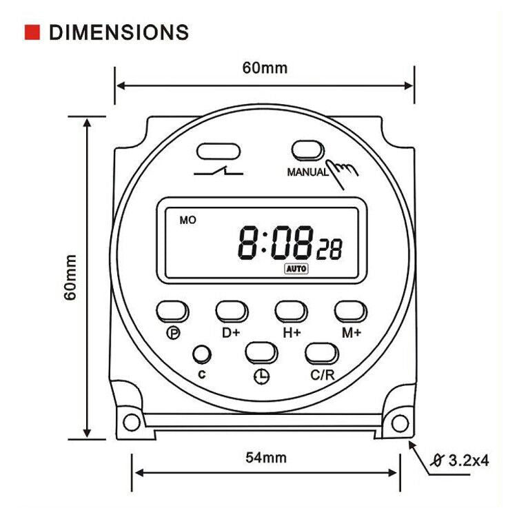 Digital LCD Programmable Timer Switch CN101A 16A SPST Weekly Program –  BAOMAIN