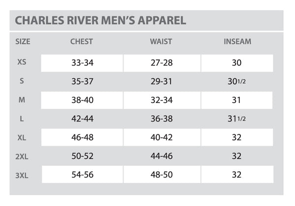 Charles River - Size Chart - Men