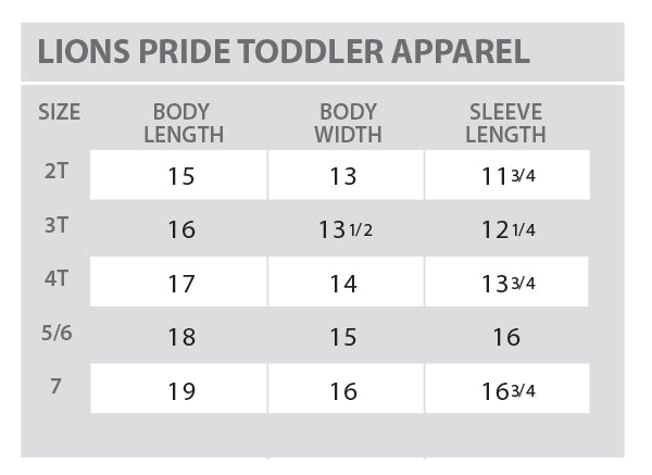 Toddler Size Chart