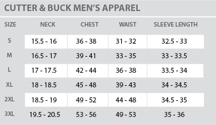 Size Chart - Cutter & Buck - Mens - All