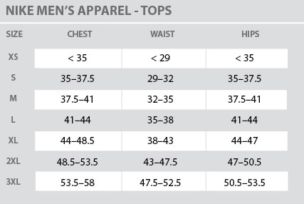 nike pants size chart mens