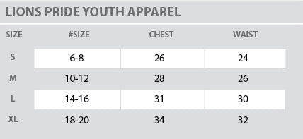 Size Chart - Lions Pride - Youth - All