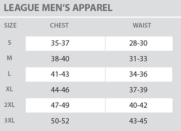 Size Chart - League - Mens - All