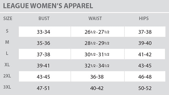 Size Chart For Women's Athletic Clothing - Skirt Sports