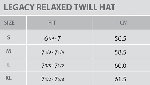 Size Chart - League - N/A - Twill Hat