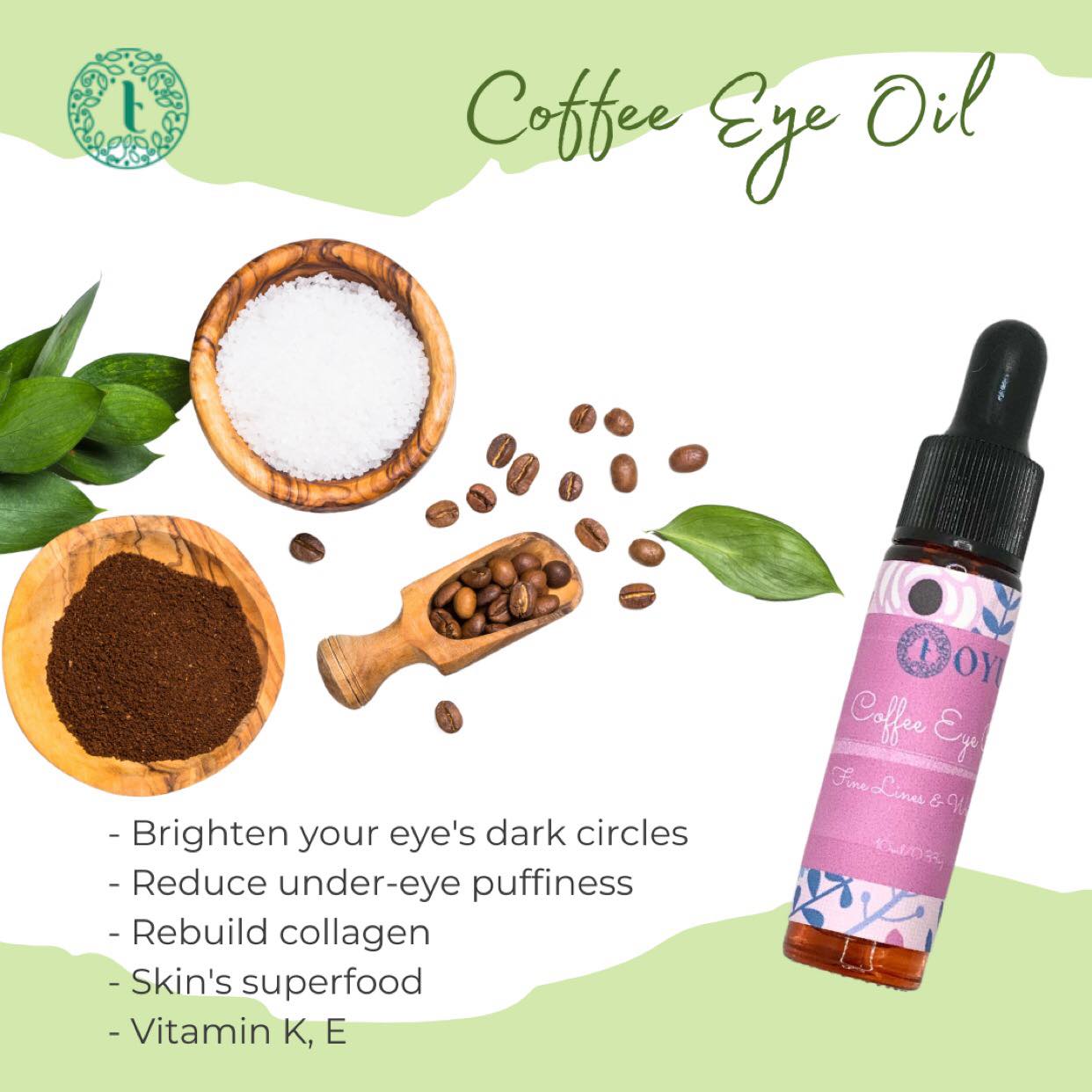 Coffee eye serum advantages listed in flyer