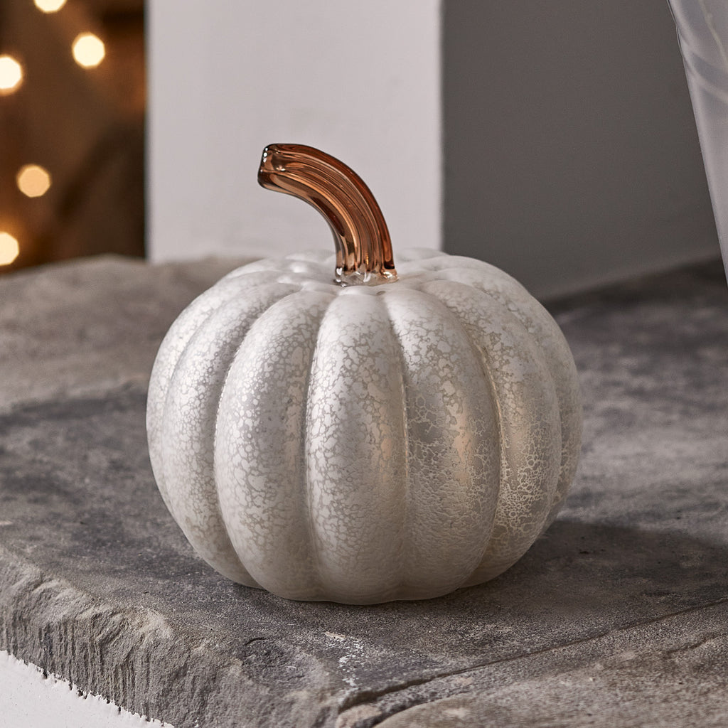 White Mercury Glass Pumpkin | Lights4fun.com