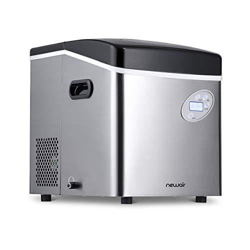 NewAir Portable Ice Maker 50 lb. Daily - Countertop Design - 3 Size Bullet Shaped Ice - AI-215SS - Stainless Steel - PHUNUZ