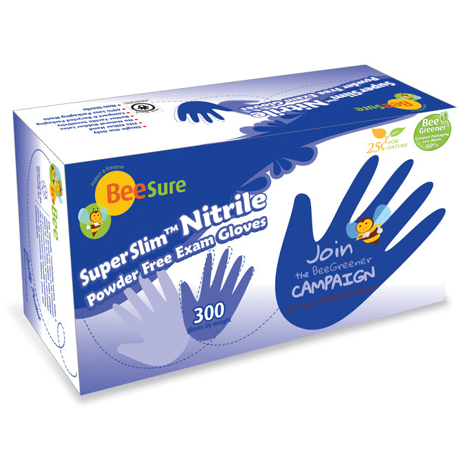 Ecobee Beesure® Slim Nitrile Exam Gloves - Blue - Size Large - 300 Per Box - WeShieldDirect product image