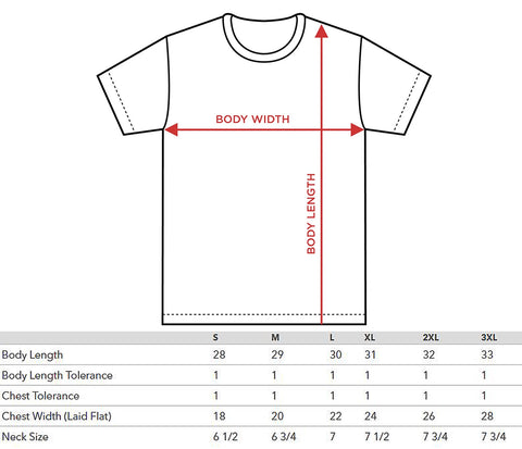 tee shirt size chart