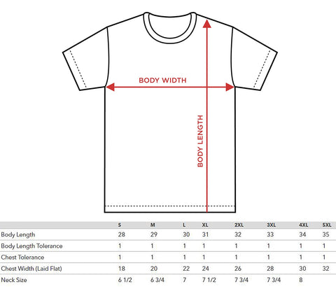 tee shirt size chart